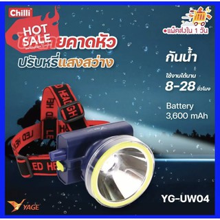 ไฟคาดหัว YG-UW04 กันน้ำ ปรับหรี่แสงสว่าง (10W) ไฟส่องกบ แสงขาว