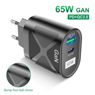 อุปกรณ์ชาร์จแบต 65W GaN Gallium Nitride PD 33W+QC3.0 Dual U แบบติดผนัง