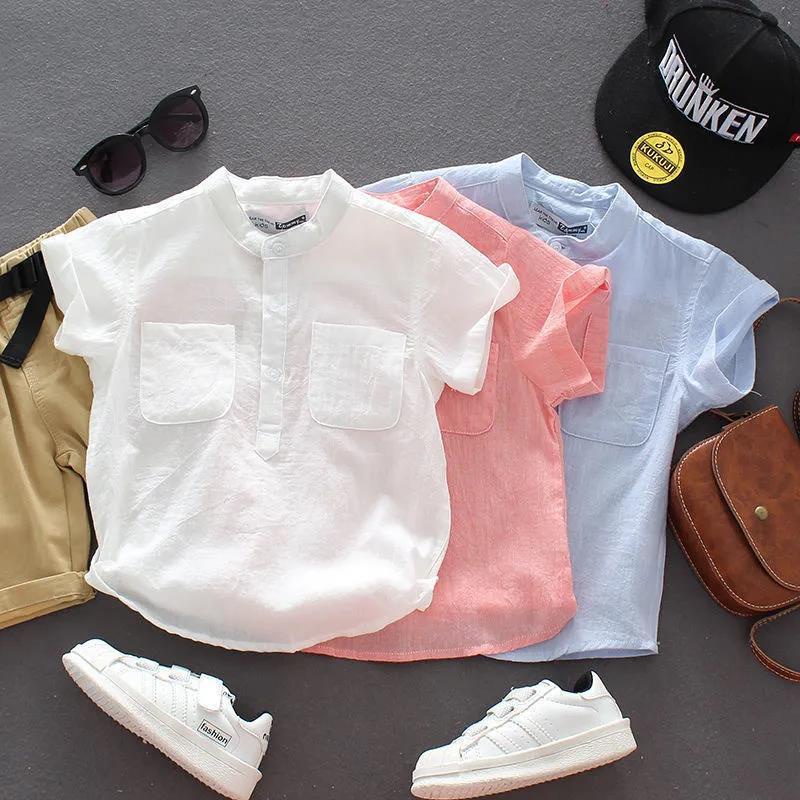 เสื้อเชิ้ต แบบบาง ระบายอากาศได้ดี แฟชั่นฤดูร้อน สําหรับเด็กผู้ชาย