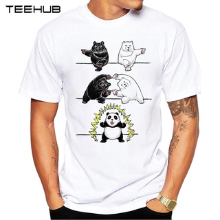 [S-5XL] ใหม่เสื้อยืดลําลองสําหรับผู้ชายแขนสั้นพิมพ์ลาย Funny Panda Fusion