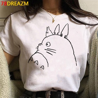 เสื้อยืดวินเทจเสื้อยืด พิมพ์ลาย Totoro Studio Ghibli สีขาว แฟชั่นฤดูร้อน สไตล์วินเทจ สําหรับผู้หญิง 2020S-5XL