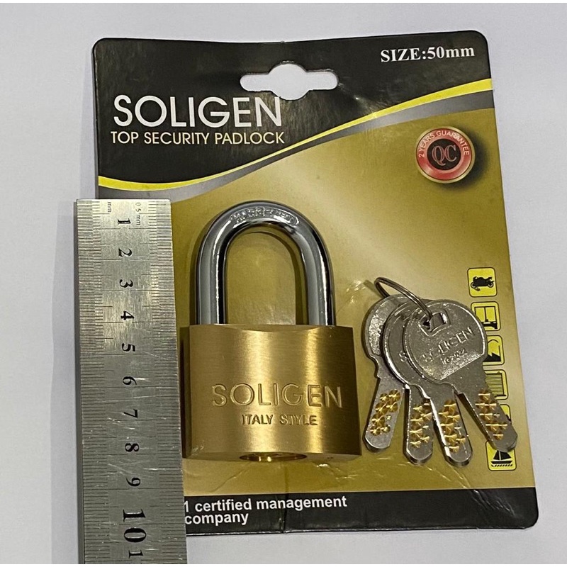SOLIGEN 50 มม.สั้นปกติคอสั้นกุญแจทองเหลือง ORIGINAL italy สไตล์ TOP SECURITY กุญแจ 4 ชิ้นคอมพิวเตอร์