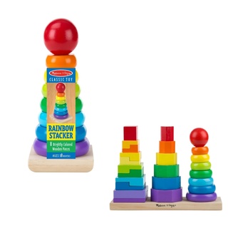 [8-25ชิ้น] ต่อเจดีย์ไม้สีรุ้ง เสาเดียว & สามเสา Melissa & Doug Rainbow stacker หลากรุ่น 576/567 รีวิวดีใน Amazon USA หลากสี วางซ้อนกันบนแกนไม้ ฐานโยกได้ มาลิซซ่า