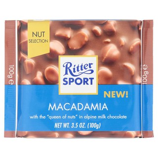 ✨ขายดี✨ ริตเทอร์ สปอร์ต ช็อกโกแลตนมผสมถั่วแมคคาเดเมีย 100กรัม Ritter Sport Chocolate Milk with Macadamia Nuts 100g