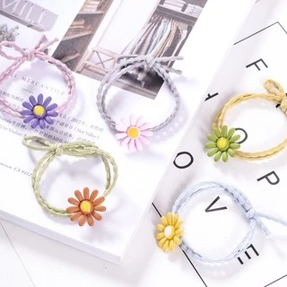(A-006) *ขั้นต่ำ 5 เส้น*ทุกสี1บาท* ยางรัดผมลายดอกไม้ดอกเดซี่ สไตล์เกาหลี