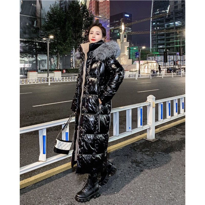 ผลิตภัณฑ์อย่างเป็นทางการ2022 New X-Long Winter Down Jacket Women White Duck Down Coat  Loose Real Natural Fox Fur Collar #4