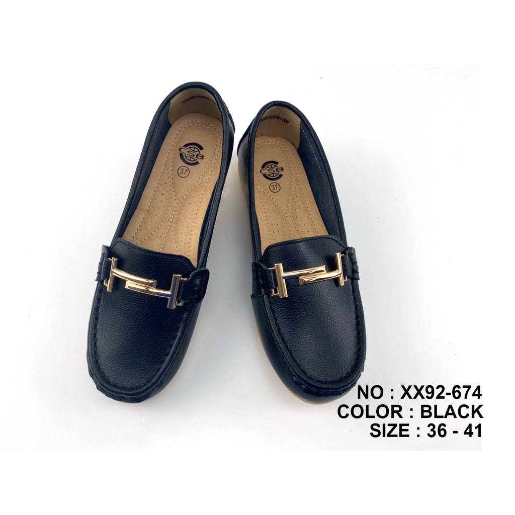 CSB รองเท้าหนังวัว XX92-674 แฟชั่นผู้หญิง คาดอะไหล่ H สีทอง พื้นกันลื่น - รูปที่ 4