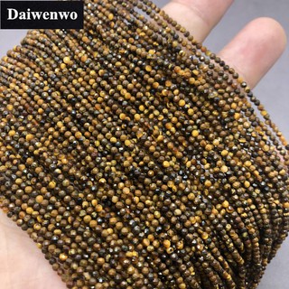 Natural Stone Small Bead Yellow Tiger Eye Faceted Cut Shining DIY Gem 2mm黄虎切面小散珠