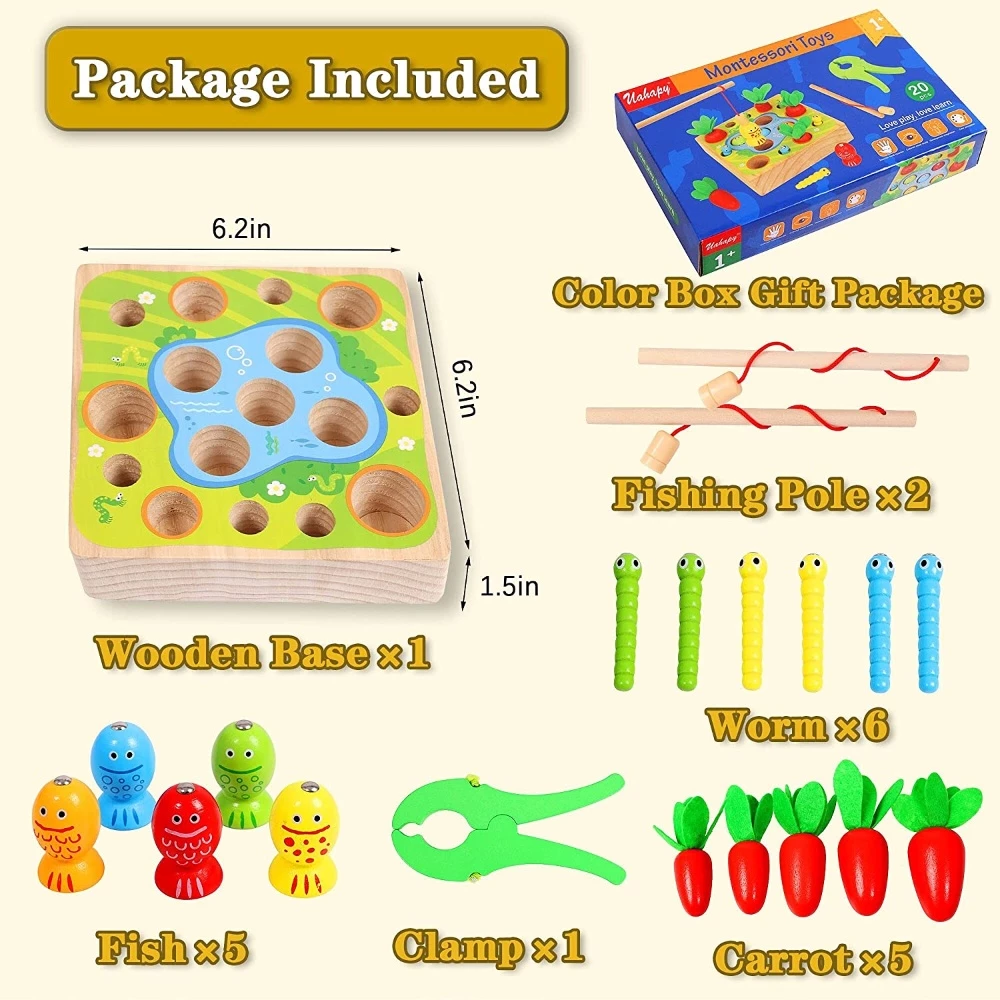 ของเล่นไม้ Montessori เกมตกปลา สำหรับเด็ก 1-3 ปี thumbnail 8