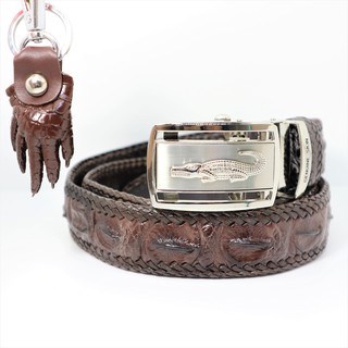 Crocodile leather เข็มขัดหนังจระเข้แท้ ผู้ชาย (ส่วนกระดูก) แถมพวงกุญแจมูลค่า 150 บาท รับประกันสินค้า ไม่แท้ยินดีคืนเงิน