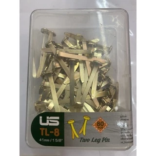 หมุดทองเหลือง เป๊กทองเหลือง หมุดสำนวน แข็ง ใช้ดี US 0.75/1/1.5/2/2.5นิ้ว บรรจุ 80ตัว หมุดลิ้นแฟ้มโลหะ หมุดสองขา TL