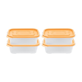 กล่องอาหาร KECH 9001 0.6 ลิตร สีส้ม แพ็ค 4 ชิ้นFOOD CONTAINER KECH 9001 0.6L ORANGE 4PCS