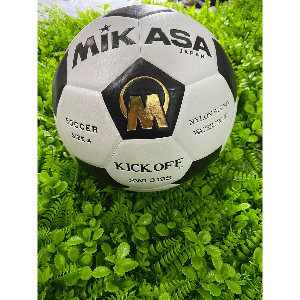 MIKASA มิกาซ่า ฟุตบอลหนัง SWL319S เบอร์ 4 หนัง PU ขาว-ดำ