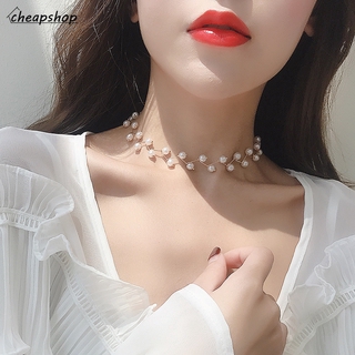 IFYOU Fashion Pearl Personality Necklace Single Layer Choker Retro Pendant Chain Vintage Women Jewelry Accessories Gifts