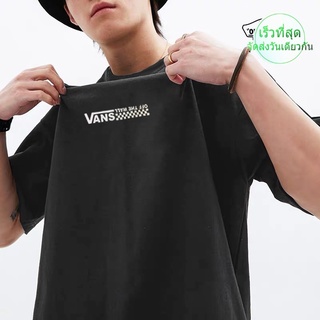 Vans เสื้อยืดลําลองแฟชั่นสําหรับผู้ชายผู้หญิงผ้าฝ้ายแขนสั้นสีขาวคุณภาพสูง