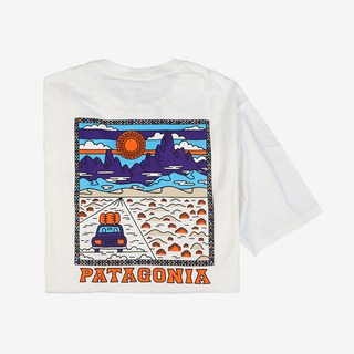 เสื้อยืดลําลองสําหรับผู้ชายผ้าฝ้ายแขนสั้นพิมพ์ลาย Patagonia 38537