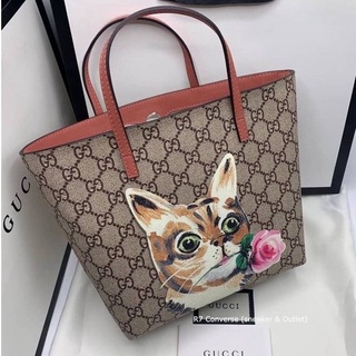 🚩 กระเป๋า GG Tote Kid Cat แมวน้ำตาล สินค้าพร้อมถุงกระดาษ มีเก็บปลายทาง