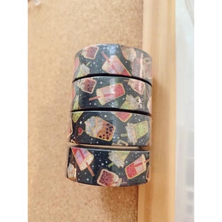 🫧  BUBBLE (BOBA) TEA BLACK WASHI TAPE 🫧  วาชิเทป เทป ชานม ไข่มุก สีดำ