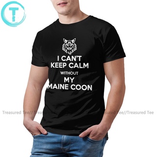 [100% Cotton] เสื้อยืดแขนสั้น ผ้าฝ้าย 100 พิมพ์ลายแมว Maine Coon สําหรับผู้ชาย