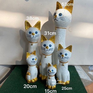แมวไม้แกะสลัก(ชุด6ตัว 6ขนาด)