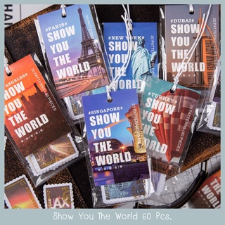 Show You The World สติ๊เกอร์ท้องโลก สไตล์แสตมป์ 60 ชิ้น