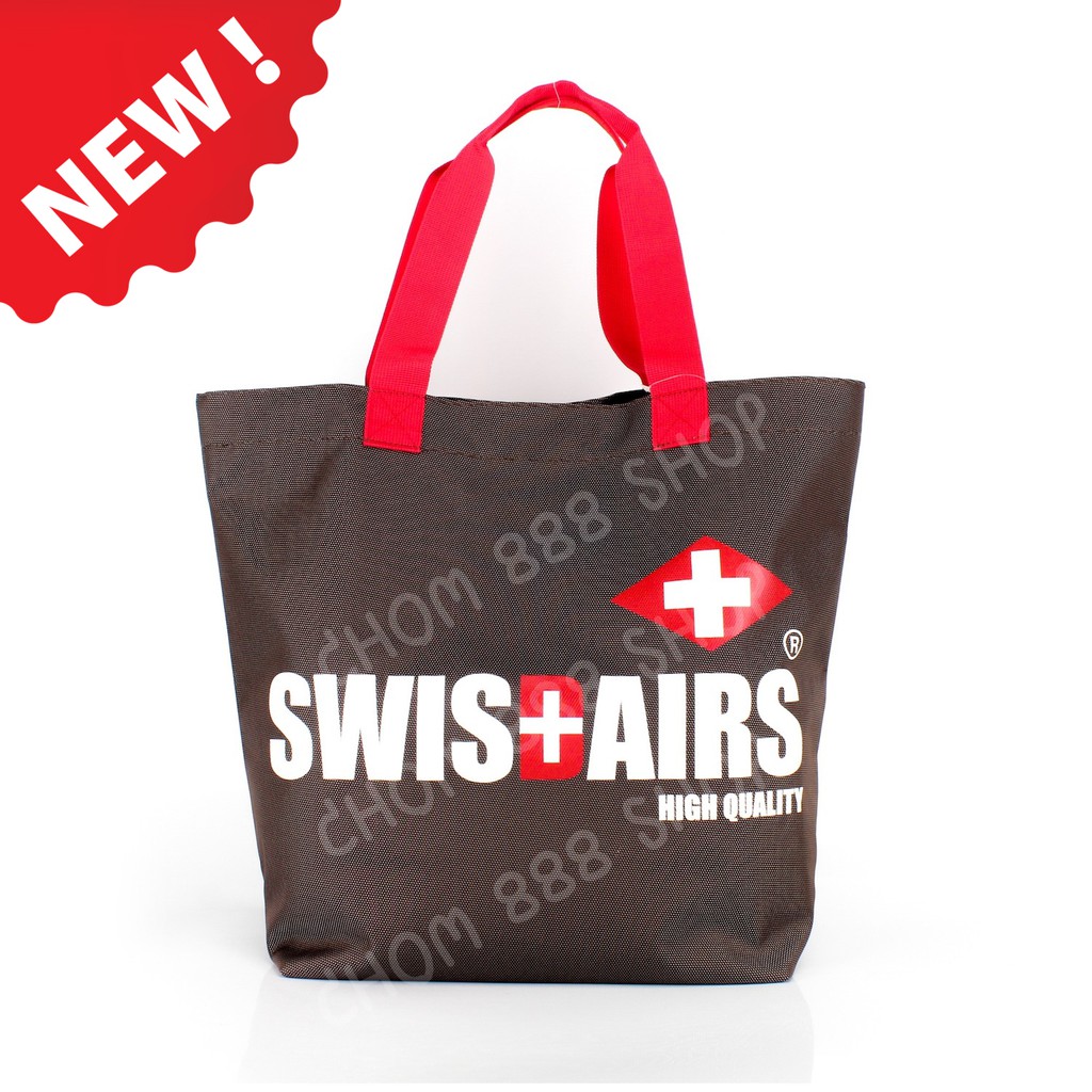 Chom888shop SwissAirsกระเป๋าShoppingรุ่นKS336/18/Brown ของแท้ 100% (Warranty leafletถูกต้องตามกฎหมาย