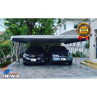 โรงจอดรถสำเร็จรูป  CARSBRELLA รุ่น TWIN A สําหรับรถยนต์ขนาดเล็กถึงขนาดกลางสามารถจอดรถได้ 2-3 คัน