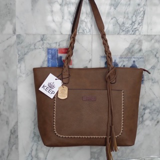 กระเป๋า KEEPBAG รุ่น dark brown leather tote