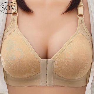 SOM Underwear ผู้หญิงสบายยกทรงอ่อนนุ่มด้านหน้า Bralette ขนาดพิเศษ36-44 B C ถ้วยกางเกงชั้นในระบายอากาศเสื้อกั๊ก B191