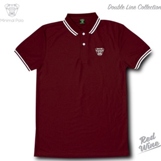 Minimal Polo สีแดงเลือดหมูปกทอลาย2เส้น