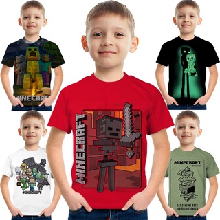 เสื้อยืด MINECRAFT สําหรับเด็กผู้ชาย และเด็กผู้หญิง