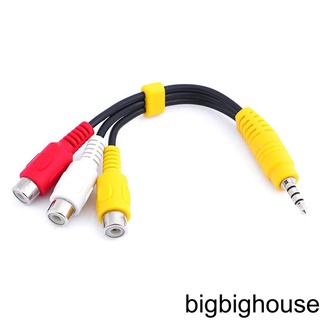 [Biho] อะแดปเตอร์สายเคเบิลแยกเสียงวิดีโอ 3.5 มม. เป็น 3 RCA ตัวเมีย สําหรับโปรเจคเตอร์ TV VCR