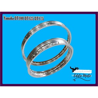 YAMAHA​ DT100 DT125 DT175​ 36 DOT ALUMINIUM "SILVER" WHEEL RIM SET "Eddie​ Moto" HIGH QUALITY // วงล้อ36รู ขอบ18 ขอบ21