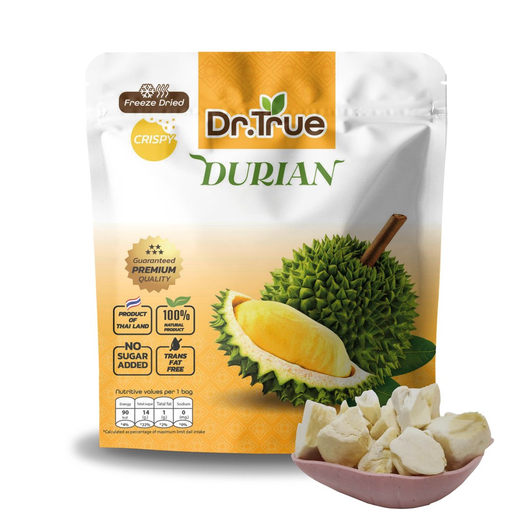 ทุเรียน อบกรอบ (Freeze Dried) คุณภาพส่งออก ระดับพรีเมียม ไม่มีน้ำมัน ปราศจากน้ำตาล