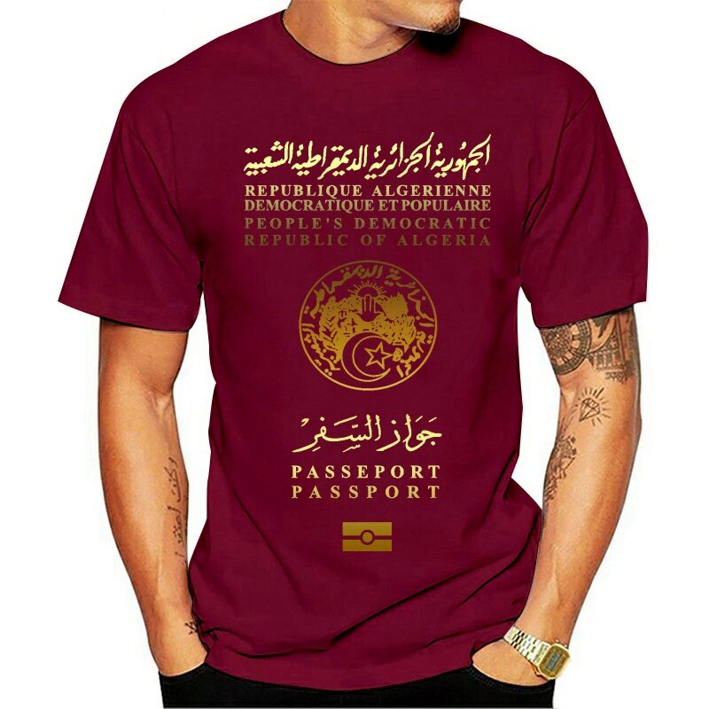 เสื้อยืดแฟชั่น Algerian Republic PassPort Cover Algerie Lovers Republic Of Algeria Patriotic Algeria