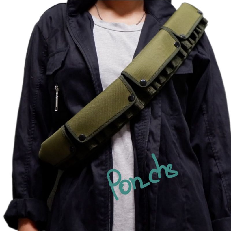 เข็มขัดกระสุนลูกซอง ใส่กระสุนได้จำนวน 24 นัด ความยาว 34 นิ้ว ปรับความความออกได้ถึงประมาณ 44 นิ้ว (ดำ/เขียว/ดิจิตอล/พราง) - รูปที่ 2