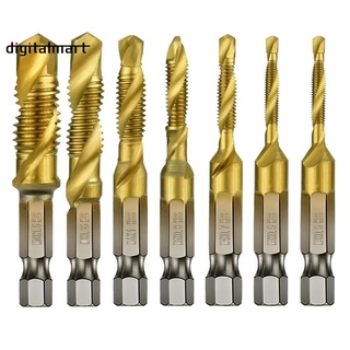 7Pcs Hex Shank Titanium Combination Drill and Tap Set Metric Thread