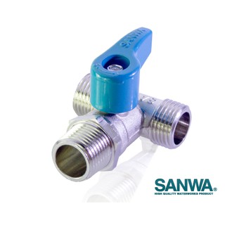 SANWA มินิบอลวาล์ว 3 ทาง (ผผผ.) เกลียวนอก ขนาด 1/2 นิ้ว รหัสสินค้า SANWA BV 15 MINI