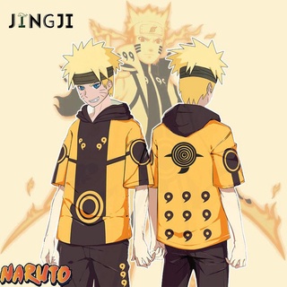 [Naruto] เสื้อยืดแขนสั้น มีฮู้ด ลายการ์ตูนนารูโตะ สองมิติ แฟชั่นฤดูร้อน