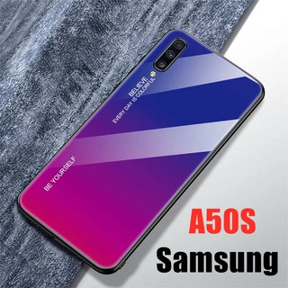 พร้อมส่งทันที Case Samsung A50/A50s เคสกระจกสองสี เคสเงาไล่สี สีกระจกเทมเปอร์ปลอกแก้วฝาหลังกันชน ขอบนิ่ม TPU CASE