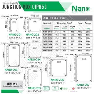 Nano กล่องกันน้ำ 8x12" บ๊อกกันน้ำ บ็อกพลาสติก( กว้าง 200 มม x ยาว 300 มม x สูง 104.5 มม ) รุ่น NANO-207W สีขาว 207W
