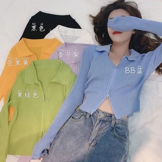 [Maze] เสื้อยืดเเต่งซิ๊บ​ รูดได้จริง​ เสือคอปก​ สไตล์​เกาหลี (5930-1)