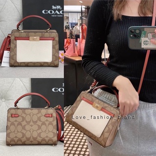 COACH MINI LANE TOP HANDLE IN COLORBLOCK SIGNATURE CANVAS (COACH COACH MINI LANE TOP HANDLE IN COLORBLOCK SIGNATURE CANVAS (COACH