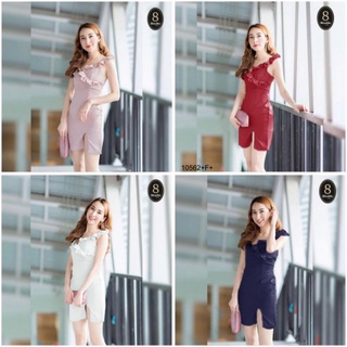 👗Pfashion [ส่งไว!!🚛] P10562 เดรสกุ้นระบายผูกไหล่ ruffled shoulder tie dress