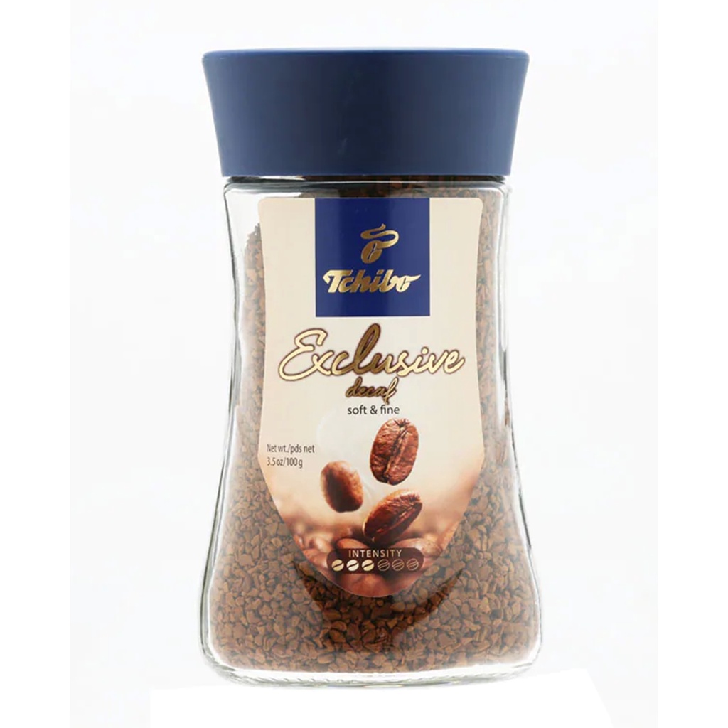 Tchibo Exclusive Decaf Instant Coffee soft fine 100g.ทชิโบเอ็กซ์คลูซีฟดีคาฟกาแฟสำเร็จรูป 100กรัม อาห