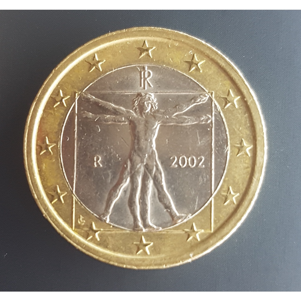 เหรียญ Euro ยูโร หายากระดับสูง  Italy 1 Euro 1st map  2002