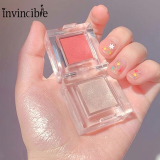 4 Styles Double Color Matte Transparent Little Ice Cube Shaped Blush/ Girls Portable Facial Fluorescence Blusher Powder Cosmetic