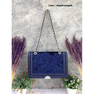 PEDRO EMBOSSED CHAIN BAG (Navy/ Black)