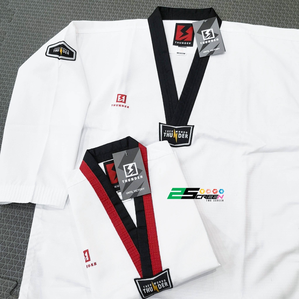 ชุดเทควันโด THUNDER ผ้าไดมอน (แถมสายขาว)