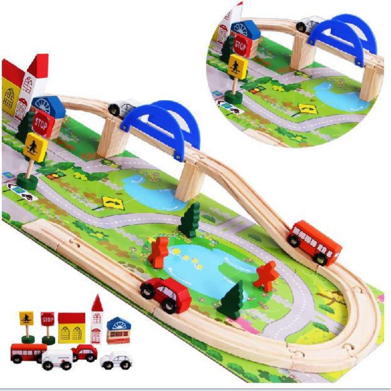 Rail Overpass wooden toy car / รถของเล่นไม้